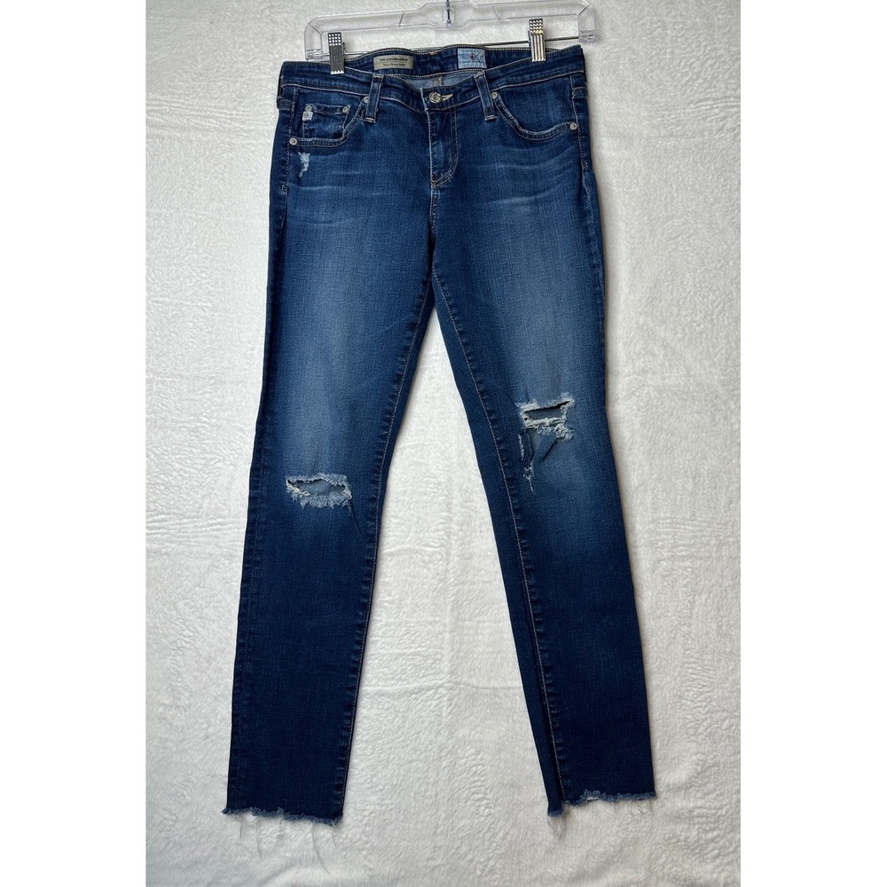 AG Adriano Goldschmied The Legging Ankle Super Skinny Distressed Jeans 28R Dark